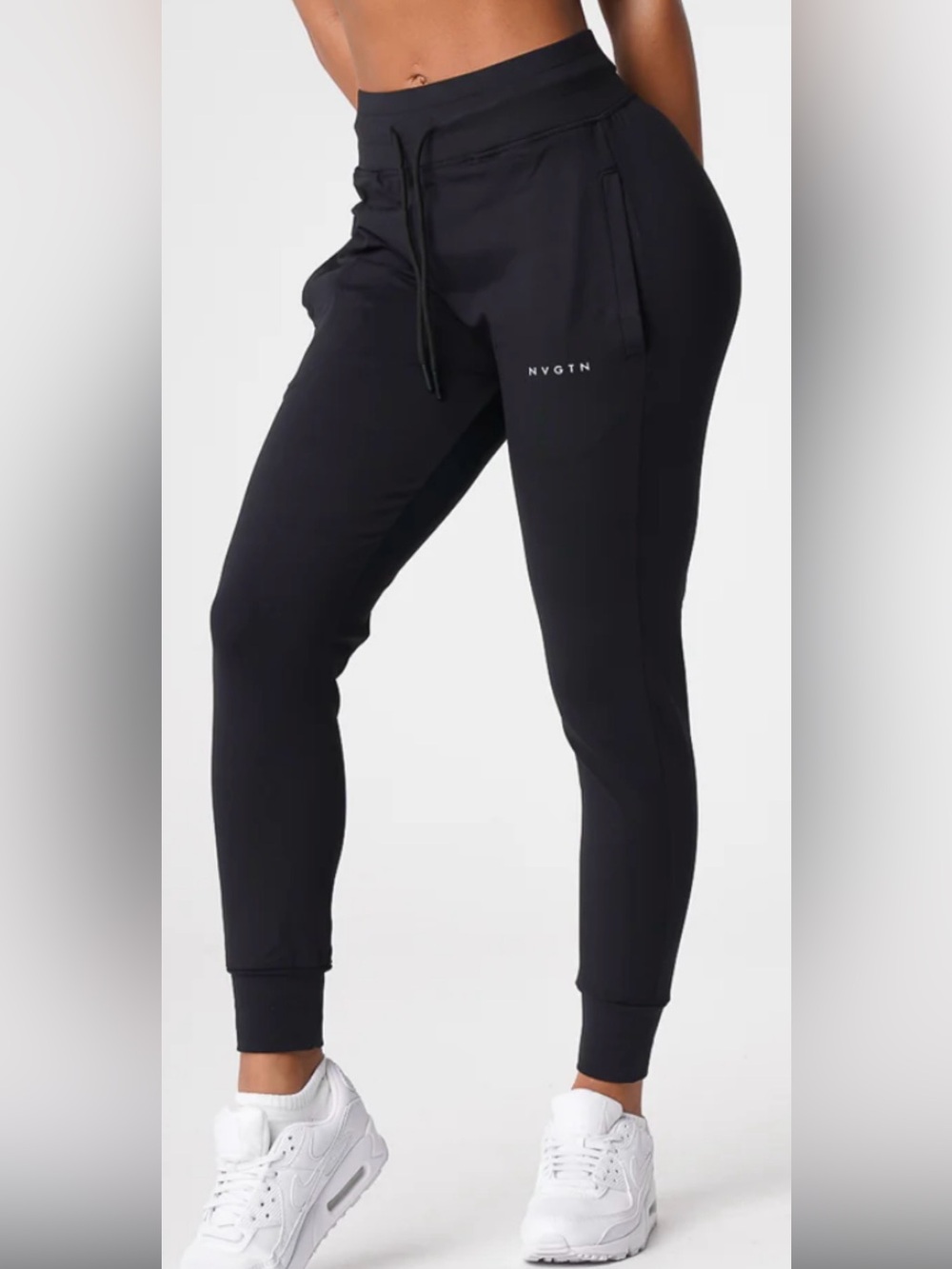 NVGTN Black Slim Drawstring Track Joggers